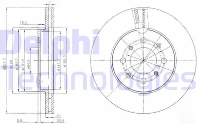 Produktbild von 2x DELPHI Bremsscheibe BG4148C für HONDA Jazz II Schrägheck (GD_ GE3 GE2) 39mm