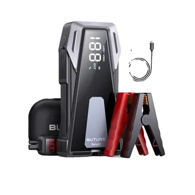 Immagine prodotto di Avviatore per auto, corrente di picco 2500 A, power bank USB, display LCD da 5"