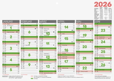 Produktbild von 2026 Brunnen Tafelkalender A4 quer 4061947141917