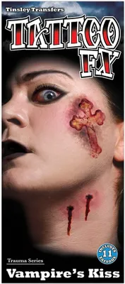 Produktbild von Vampirbiss Gesicht Klebetattoo für Halloween Kostüm - Fasching Halloween Kostüm