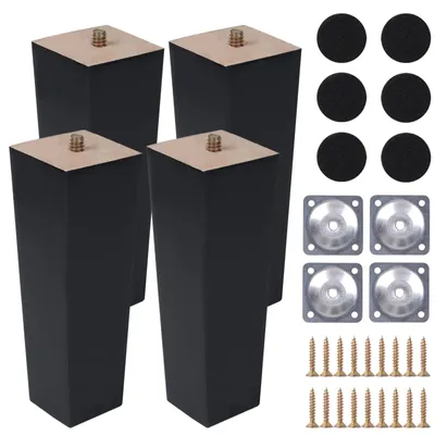 Productafbeelding van 4 Stuks Zwarte Houten Tafelpoten voor Column Tafel