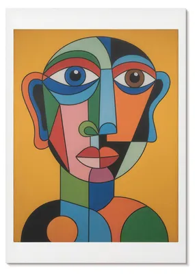 Produktbild von POSTER - 21x29 cm (A4) - Issa0 - Geometrisches Porträt in leuchtenden Farben, moderner Stil -  Wandbild für Wohnzimmer Schlafzimmer & Flur, Modernes Poster Wanddeko, Ungerahmt