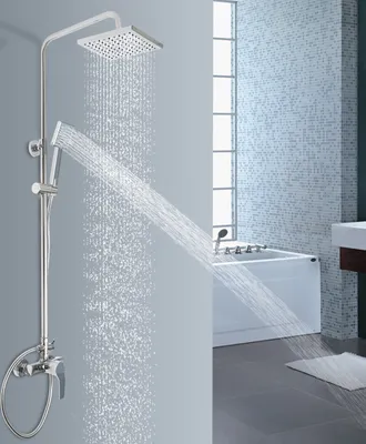 Obrázek produktu pro Sprchový systém s termostatem 20cm dešťová sprcha jednopáková sprchová baterie ruční sprcha 70-110cm výškově nastavitelná sprchová souprava (stříbrná)