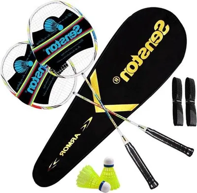 Produktbild von Professionelles Badmintonset - Carbon-Schläger - leichtes Material - Trainings- und Unterhaltungset mit Transporttasche