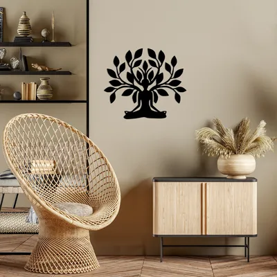 Produktbild von Wallity, Yoga, Dekoratives Wandaccessoire aus Metall, 100 % METALL, Schwarz, 60 x 70 cm