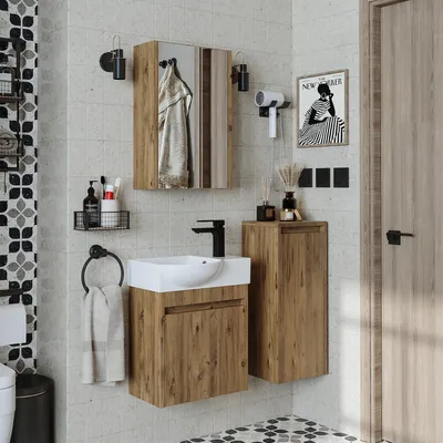 Produktbild von Roomart LEO Badmöbel-Set 4-teilig 46.5 cm breit, Eiche