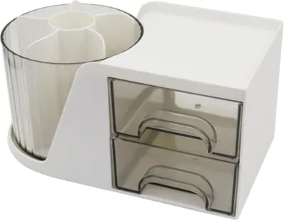 Immagine prodotto di organizzatore da tavolo rotante a 360° - accessorio multifunzionale - 2 cassetti