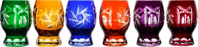 Produktbild von 6er-Set Wodkaglas Schleuderstern bunt 45 ml