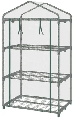 Produktbild von Mini-Gew?chshaus mit Kunststoffabdeckung, Stahlrahmen mit 3 Regalb?den, 69 x 49 x 125 cm, transparent
