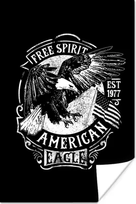 Produktbild von MuchoWow® Poster Adler - Flagge - Retro - Schwarz - Weiß 20x30 cm - Papierdruck