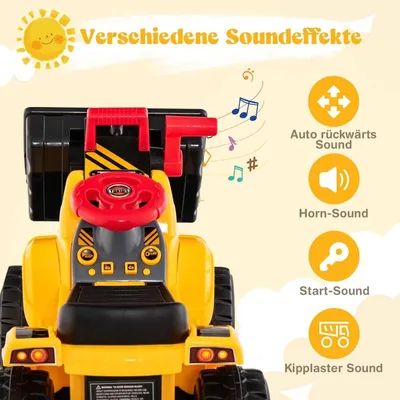 Obrázok produktu pre Elektrický detský bager s úložným priestorom a obručou, žltý