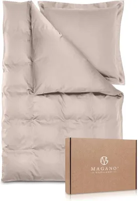 Produktbild von Magano® Luxus Bettwäsche-Set - Bambus & Baumwolle Satin - 400 TC  (Taupe, 155x220 cm + 40x80 cm)