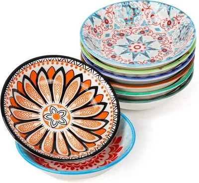 Zdjęcie produktu dla Zestaw porcelanowych miseczek do dipów – zestaw 8 sztuk – 10 cm – 70 ml – do sosu sojowego, przypraw, przystawek, przekąsek i przypraw.