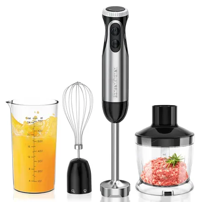 4-in-1 Stabmixer, Edelstahl, 1000 W, 20 Stufen + Turbo