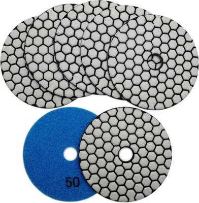 Produktbild von 7-teilige Diamant-Polierscheibe, 4 Zoll/100 mm, trockene Diamant-Polierpads für Marmor, Granit, Stein, Beton (#50)