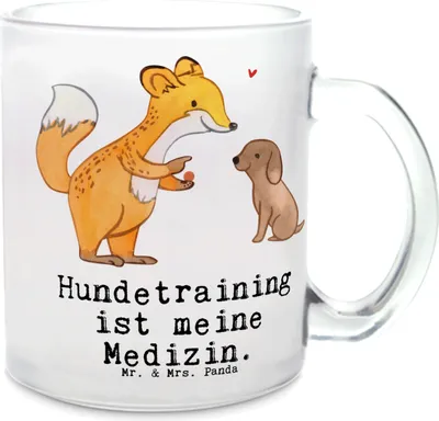 Produktbild von Mr. & Mrs. Panda Teetasse Fuchs Hundetraining - Transparent - Geschenk, Glasbecher, Hundeschule, Tee Tasse, Hundeerziehung, Welpenschule, Teeglas, Hundeprüfung, Pott