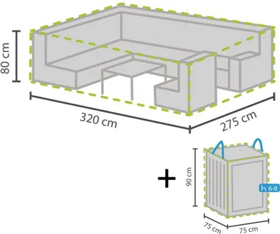 Produktbild von Schutzhüllen Set: Abdeckung 320x275cm für Loungemöbel + Hülle für 6-8 Auflagen