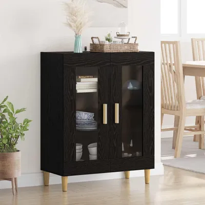 Productafbeelding van vidaXL Dressoir, zwart, eikenlook, 69,5 x 34 x 90 cm, houtvezel