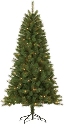 Image de Giftsome Sapin de Noël Artificiel avec lumières 185 cm - Sapin de Noël Artificiel en plastique - Sapin de Noël avec éclairage
