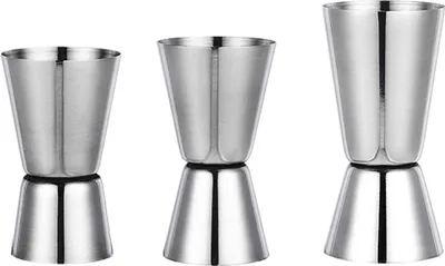 Produktbild von 3 Stück Doppel-Cocktail-Jigger, Edelstahl-Bar messen Jigger Cocktail Alkohol Messwerkzeuge für Barkeeper Bartending
