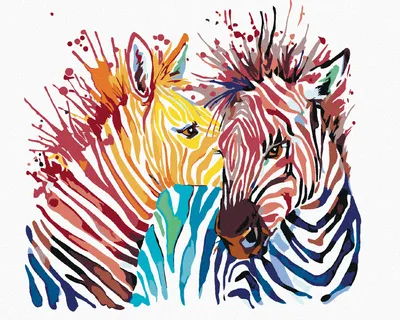 Produktbild von Diamondi - Diamond painting - FARBIGE ZEBRAS, 40X50 cm, mit Keilrahmen (bereits gespannt)