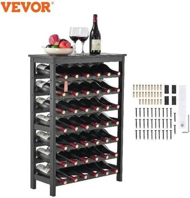 Immagine prodotto di Scaffale per vino in legno - Scaffale per vino - Scaffale da cantina - Botte da vino da bar - Vetrina da cantina - Scaffale con 42 scomparti per bottiglie.