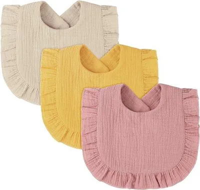 Productafbeelding van 3 stuks babyzakjes, katoenen zakjes, mousseline babyzakjes, bijtringen, absorberende babyvoedingszakjes voor baby's, peuters, jongens en meisjes, voor tandjes en spruw