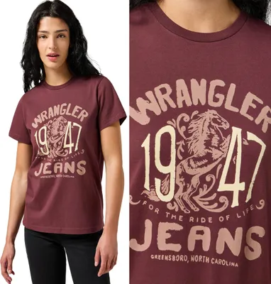 Produktbild von WRANGLER Damen, T-Shirt GRAPHIC TEE, S, Rot, sport, tshirt, shirt