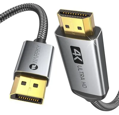 Produktbild von 4K DisplayPort auf HDMI Kabel [Vergoldete, Geflochten, Aluminiumhülse], direktionaler DP Quelle zu HDMI Display Verbindungskabel Kompatibel für Laptop, PC, Monitor, TV, Projektor -1,8m