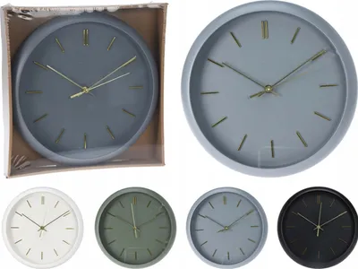 Produktbild von Moderne runde Wanduhr 30 cm ohne Ziffern, leise Quarz, goldene Zeiger, Farbenwahl