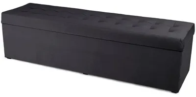Produktbild von MG Design Polsterhocker Dunkelgrau 45x160 cm - Stauraum 190L, bis 300 kg, samtig-weich mit Schimmer, pflegeleicht, für Wohnzimmer & Flur