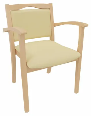 Productafbeelding van Armstoel Alexander voor senioren – Comfortabele zorgstoel – Zit hoogte: 52 cm. Bekleding: Clean-stof Como, kleur crème. Bodemglijders: Kunststof, wit