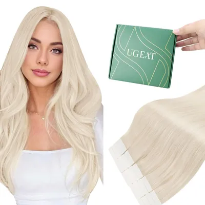 Produktbild von Haarverlängerungen mit Klebestreifen, 35 cm, Platinblond, 20 Stück