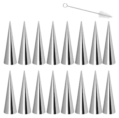 Produktbild von 16-teiliges Set Croissantformen, Blätterteig-Röhrchenformen, Kuchenformen, Keksformen, Mini-Kuchenformen, Kuchenschablonen, Sahnehörnchen, Sahnehörnchen-Stäbe, silberfarben