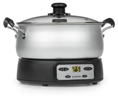 Produktbild von Klarstein Jam Session Marmeladen- und Geleekocher, 1000W, 2 Automatikprogramme, einstellbare Kochzeit, automatischer Rührer, beschichteter Innentopf, spülmaschinenfester Topf, 3 Liter Volumen