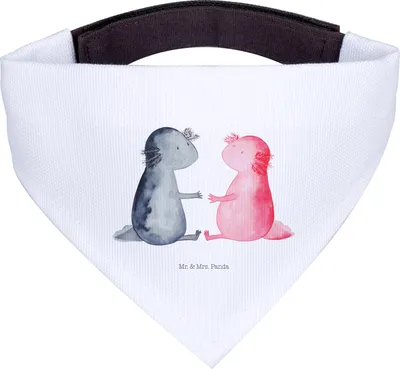 Produktbild von Mr. & Mrs. Panda Halstuch Axolotl Liebe - Weiß - Geschenk, Hunde-Halstuch, Hund, Valentinstag, Verlobter, Für Hunde, Tuch