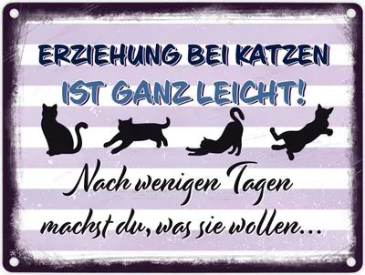 Produktbild von Erziehung bei Katzen ist ganz leicht… Metallschild in 15x20 cm für