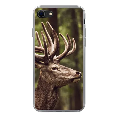 Produktbild von MuchoWow® Handyhülle Schutzhülle Hülle für iPhone SE 2022 Hirsch - Natur - Geweih - Wald - Tiere Silikon Softcase Handy Hülle - Schutzhülle