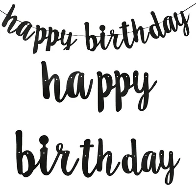 Image de Guirlande d'anniversaire "Joyeux Anniversaire", noire et pailletée, hauteur 14-16 cm