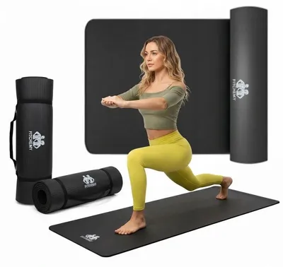 Zdjęcie produktu dla Mata Do Ćwiczeń Fitchemy Jogi Gimnastyka Nbr 1,5Cm Gruba Fitness Z Uchwytem