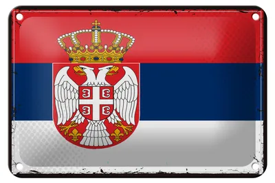 Produktbild von Blechschild Flagge Serbiens 18x12cm Retro Flag of Serbia Dekoration