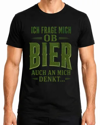 Productafbeelding van "Vraag me af of bier ook aan mij denkt" - Sarcastisch heren T-shirt, zwart, maat XL