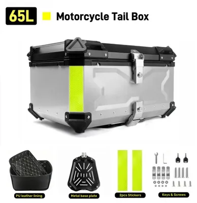 Produktbild von Motorrad-Topcase - Motorrad-Topbox - 65 l - Aluminium - Wasserdicht - Schnellverschluss - Silber