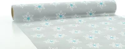 Produktbild von Sovie HOME Weihnachtstischläufer Snowflakes in Silber-Türkis aus Linclass® Airlaid 40 cm x 4,80 m, 1 Stück - Schneeflocken