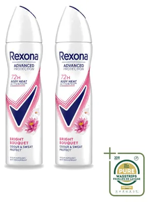 Productafbeelding van 2 x Rexona Advanced Protection Bright Bouquet Antitranspirant Spray 150 ml - Voorraadverpakking - 2 stuks