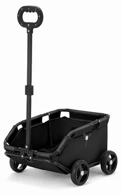Image de Poussette pour petits chiens - Poussette pliable pour animaux de compagnie - 4 roues - Poignée réglable - Sac de rangement - Coussin lavable - Jusqu'à 4 kg - Noir
