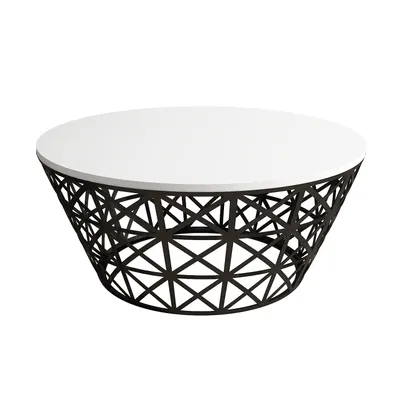 Zdjęcie produktu dla Skye Decor, styl Metal Ferforje - White, stolik kawowy, biały, 100% PŁYTA POWLEKANA MELAMINEM, 90 x 38 x 90 cm