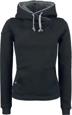 Produktbild von Black Premium by EMP Damen schwarzer Hoodie mit hohem Kragen XL