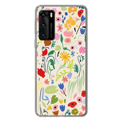 Produktbild von MuchoWow® Handyhülle Schutzhülle Hülle für Huawei P40 Blumen - Muster - Pflanzen Silikon Softcase Handy Hülle - Handytasche