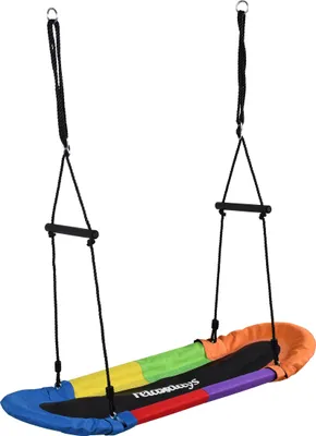 Immagine prodotto di Relaxdays Altalena a nido ovale, altalena a nido per bambini e adulti, 150 kg, altalena multipla con maniglie, L x P: 123 x 45 cm, colorata